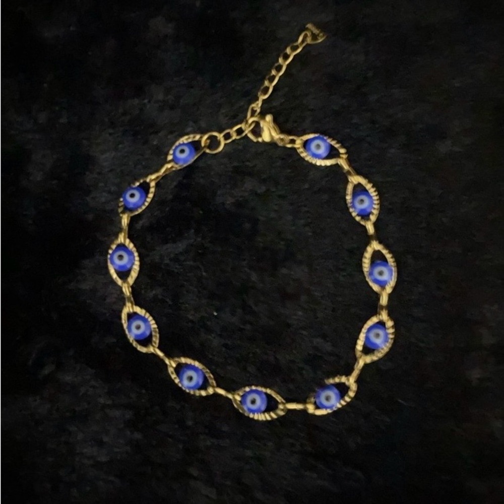 18K Gold Blue Evil Eye Bracelet